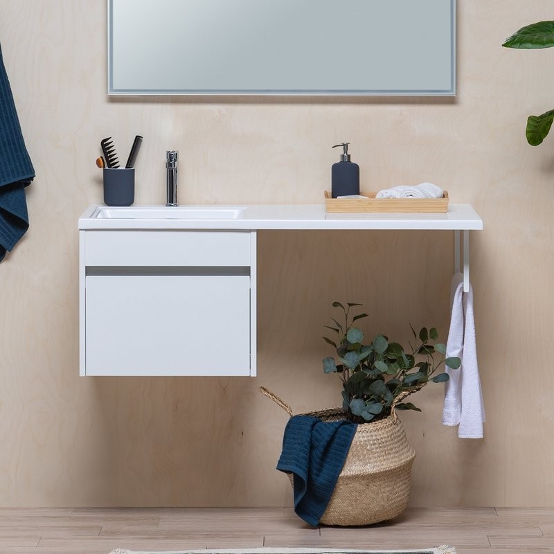 Тумба с раковиной Aquanet Токио 48 1 ящик L