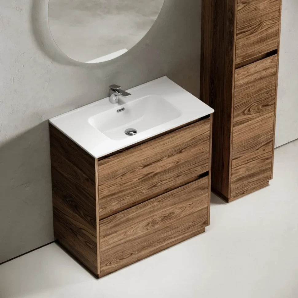 Тумба с раковиной Sancos Libra Floor 80 дуб чарльстон, белая раковина CN7005