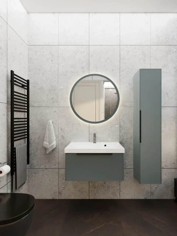 Зеркало круглое La Fenice Terra 80 серое матовое