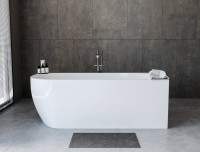 Акриловая ванна Aquanet Elegant B 260055 180x80 см, угловая, правая, отдельностоящая, белая матовая, асимметричная, на ножках, со сливом-переливом