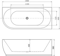 Акриловая ванна Aquanet Elegant B 260055 180x80 см, угловая, правая, отдельностоящая, белая матовая, асимметричная, на ножках, со сливом-переливом