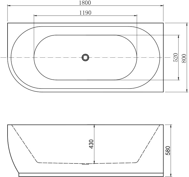 Акриловая ванна Aquanet Elegant B 260055 180x80 см, угловая, правая, отдельностоящая, белая матовая, асимметричная, на ножках, со сливом-переливом