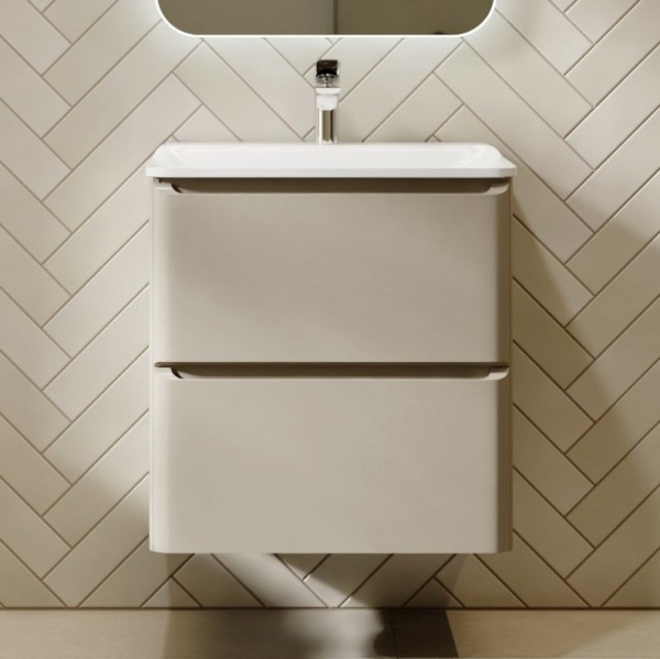 Тумба с раковиной Raval Welto 60 подвесная, 2 ящика, светло-коричневая