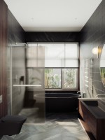 Душевая перегородка Maybahglass MGD-722-5у 69 см, профиль хром матовый, стекло бронза матовое
