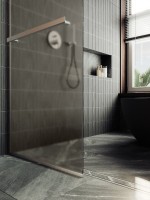 Душевая перегородка Maybahglass MGD-722-5у 69 см, профиль хром матовый, стекло бронза матовое