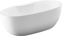Акриловая ванна Vincea VBT-405B-1700 170x80 см, отдельностоящая, белая, овальная, с каркасом, со сливом-переливом