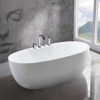Акриловая ванна Vincea VBT-405B-1700 170x80 см, отдельностоящая, белая, овальная, с каркасом, со сливом-переливом