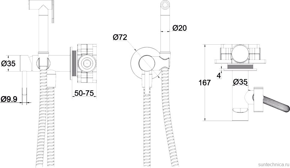 Гигиенический душ WHITECROSS Y SYSYBI2NIB брашированный никель