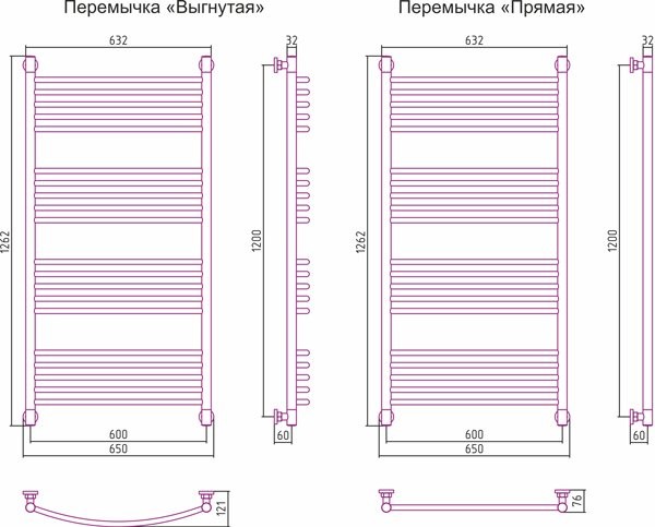 Полотенцесушитель водяной Сунержа Богема + 120x60 выгнутая