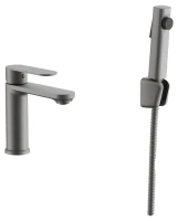 Комплект для раковины BELZ B713 B12713-3 с гигиеническим душем, оружейная сталь