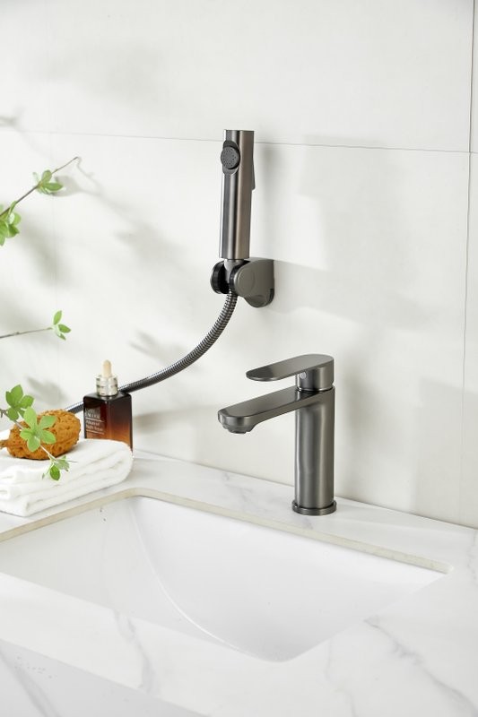 Комплект для раковины BELZ B713 B12713-3 с гигиеническим душем, оружейная сталь