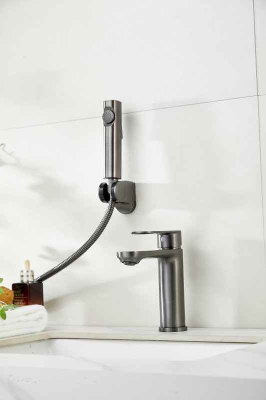 Комплект для раковины BELZ B713 B12713-3 с гигиеническим душем, оружейная сталь