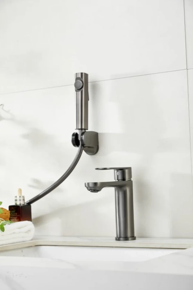 Комплект для раковины BELZ B713 B12713-3 с гигиеническим душем, оружейная сталь