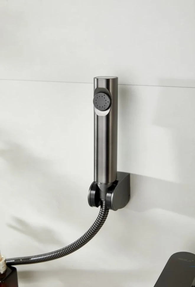 Комплект для раковины BELZ B713 B12713-3 с гигиеническим душем, оружейная сталь