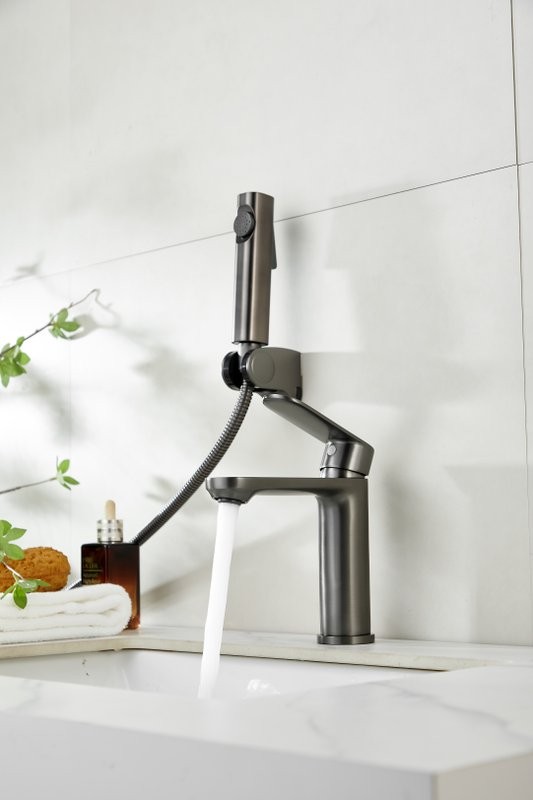 Комплект для раковины BELZ B713 B12713-3 с гигиеническим душем, оружейная сталь