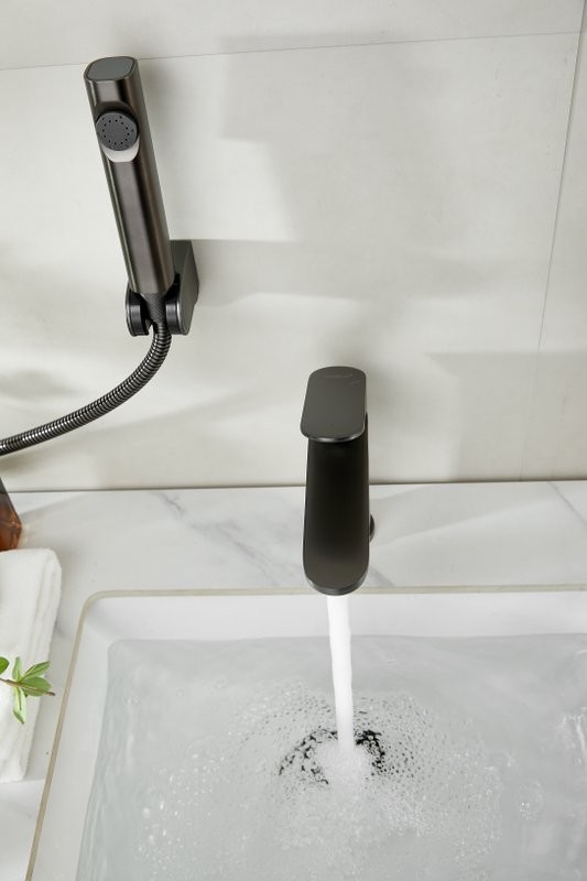 Комплект для раковины BELZ B713 B12713-3 с гигиеническим душем, оружейная сталь