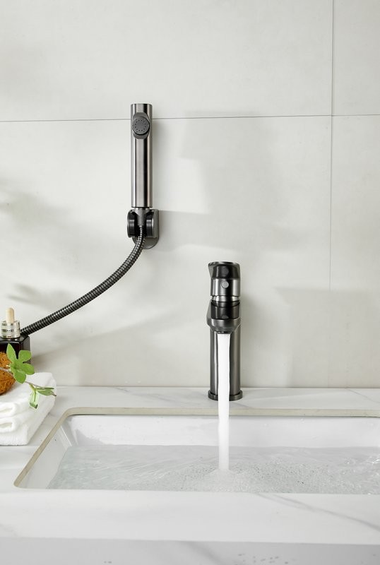 Комплект для раковины BELZ B713 B12713-3 с гигиеническим душем, оружейная сталь