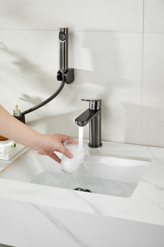 Комплект для раковины BELZ B713 B12713-3 с гигиеническим душем, оружейная сталь