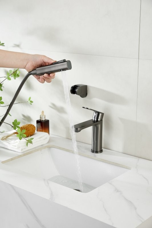 Комплект для раковины BELZ B713 B12713-3 с гигиеническим душем, оружейная сталь