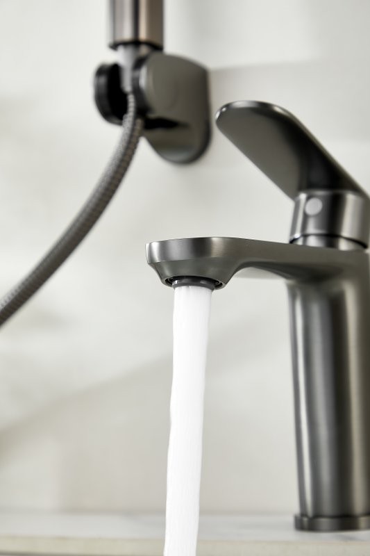 Комплект для раковины BELZ B713 B12713-3 с гигиеническим душем, оружейная сталь