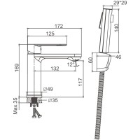 Комплект для раковины BELZ B713 B12713-3 с гигиеническим душем, оружейная сталь