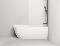 Ванна из искусственного камня Salini Sofia Corner R 170x85 см, угловая, правая, пристенная, матовая белая, асимметричная, со сливом-переливом, с донным клапаном, фурнитура белая