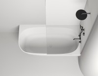Ванна из искусственного камня Salini Sofia Corner R 170x85 см, угловая, правая, пристенная, матовая белая, асимметричная, со сливом-переливом, с донным клапаном, фурнитура белая