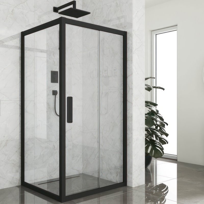 Душевой уголок Kubele DE019 S-CLN-BLMT 105х105 см, профиль матовый черный
