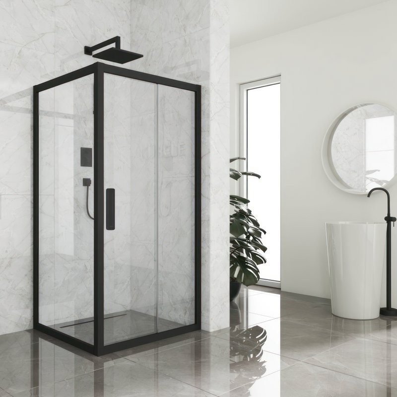 Душевой уголок Kubele DE019 S-CLN-BLMT 105х105 см, профиль матовый черный