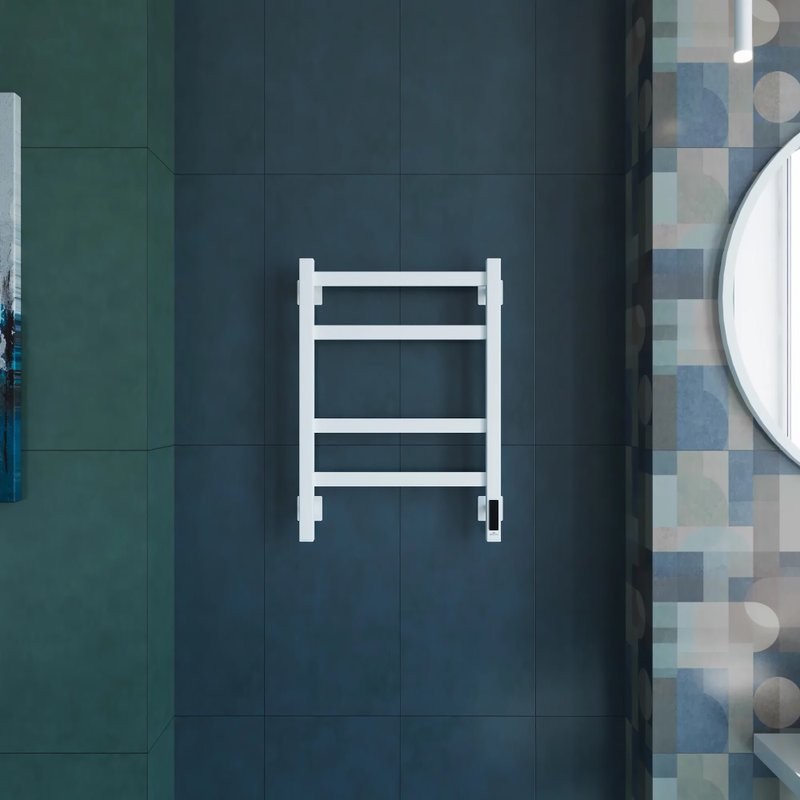 Полотенцесушитель электрический Grota Nosto 430х600 RAL9016 EL 60x45 см, подключение справа, слева, скрытое подключение справа, матовый белый, лесенка, из стали