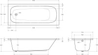 Акриловая ванна Cezares Eco 170x70 см, пристенная, белая, на ножках