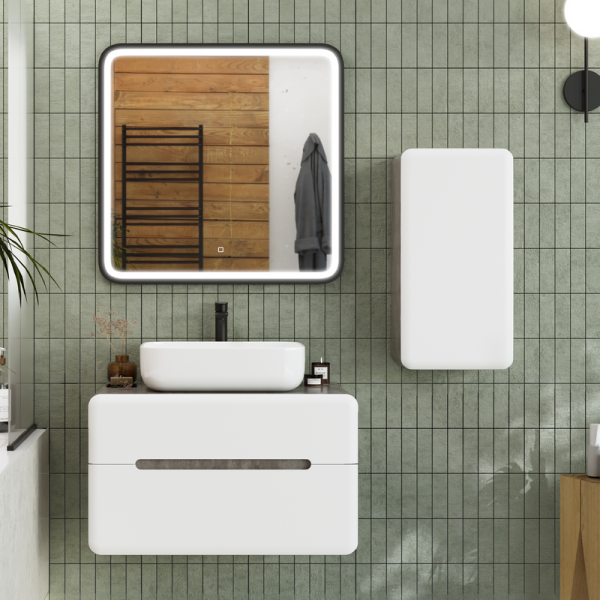 Мебель для ванной комнаты Art&Max Genova 80 подвесная, 2 ящика, бетон бромо