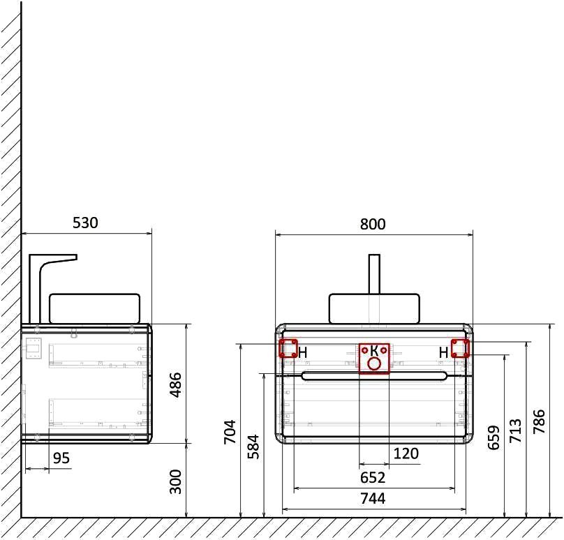 Мебель для ванной комнаты Art&Max Genova 80 подвесная, 2 ящика, бетон бромо