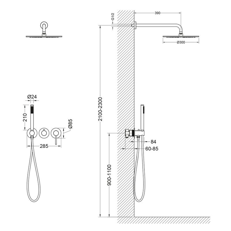 Душевой комплект Timo Saona SX-2349/13SM С ВНУТРЕННЕЙ ЧАСТЬЮ, никель