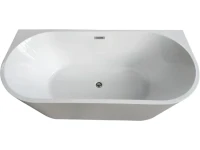 Акриловая ванна Ceruttispa Vettore L 170x75 см, пристенная, белая, овальная, на ножках, со сливом-переливом