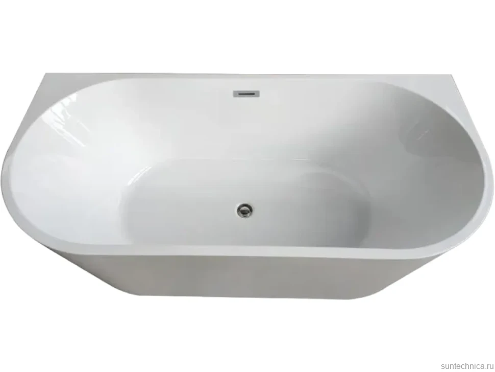 Акриловая ванна Ceruttispa Vettore L 170x75 см, пристенная, белая, овальная, на ножках, со сливом-переливом