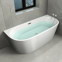 Акриловая ванна Ceruttispa Vettore L 170x75 см, пристенная, белая, овальная, на ножках, со сливом-переливом