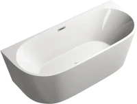 Акриловая ванна Ceruttispa Vettore L 170x75 см, пристенная, белая, овальная, на ножках, со сливом-переливом