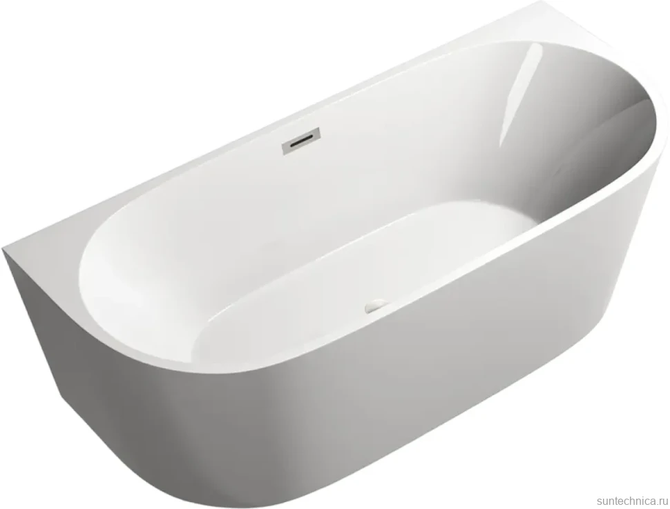 Акриловая ванна Ceruttispa Vettore L 170x75 см, пристенная, белая, овальная, на ножках, со сливом-переливом