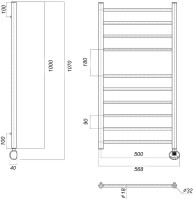 Полотенцесушитель электрический Domoterm Медея П10 50x100 ER, хром, R