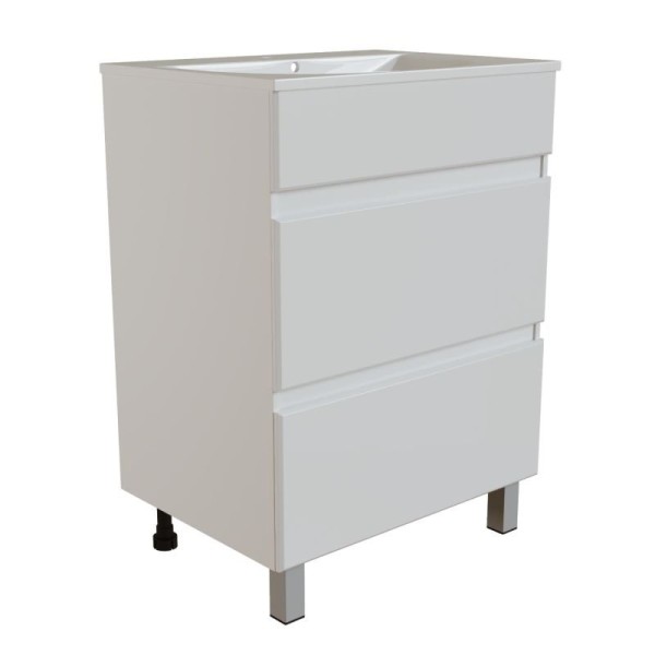 Тумба для ванной "БРИКС-60" 2 ящика под раковину "Breeze 60" мебельный (Sanita Luxe) (ПВХ)