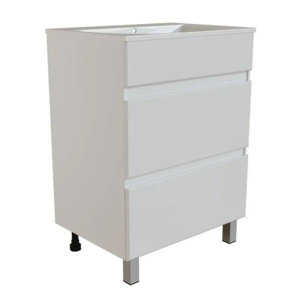 Тумба для ванной "БРИКС-60" 2 ящика под раковину "Breeze 60" мебельный (Sanita Luxe) (ПВХ)