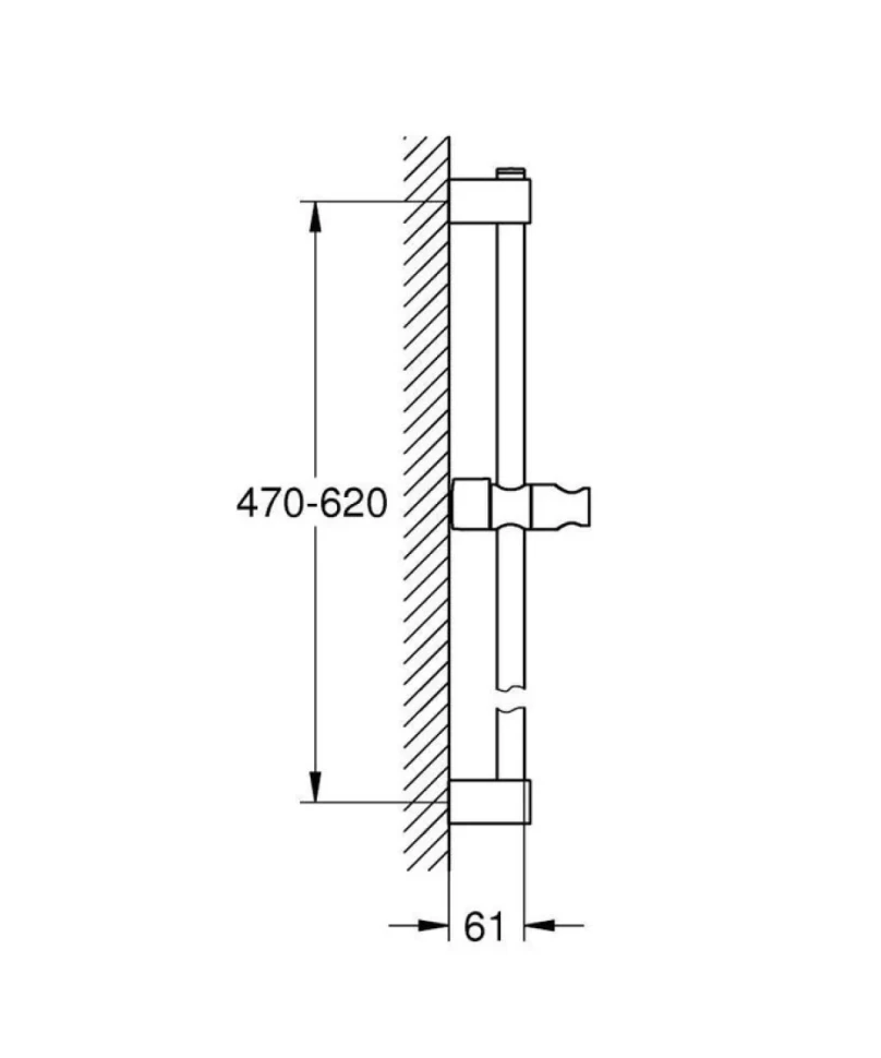 Душевой гарнитур GROHE Tempesta 110 со штангой 60 см и полочкой, хром (26638003)