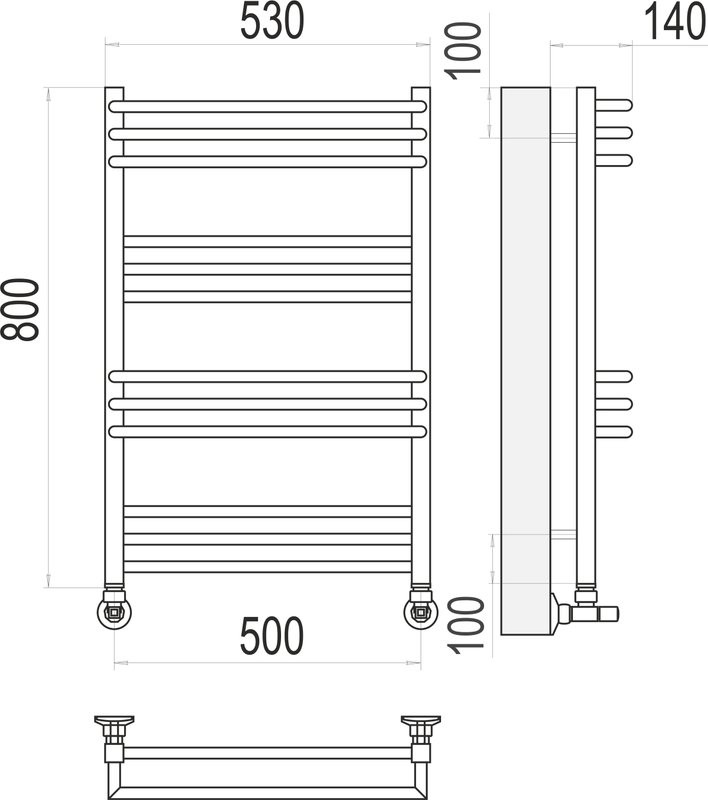 Полотенцесушитель водяной Terminus Кельн П12 500х800