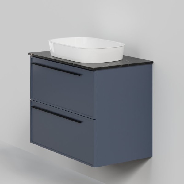 Тумба с раковиной La Fenice Elba Twin 80 подвесная, blu grigio, столешница черный мрамор, раковина белая матовая