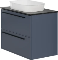 Тумба с раковиной La Fenice Elba Twin 80 подвесная, blu grigio, столешница черный мрамор, раковина белая матовая
