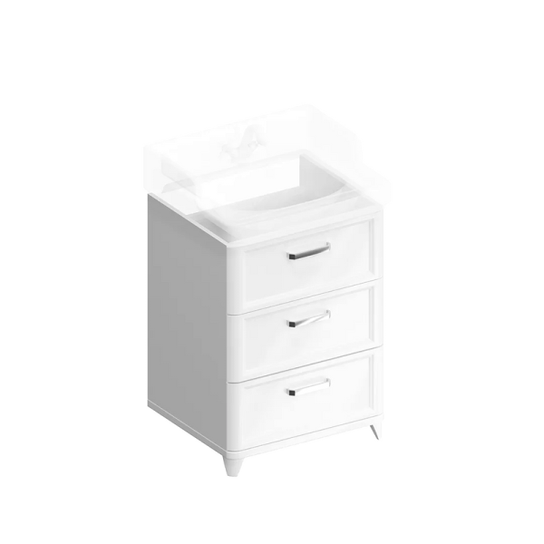 Тумба под раковину без столешницы KERAMA MARAZZI Pompei 60 напольная, с 3 ящиками, глянцевая белая