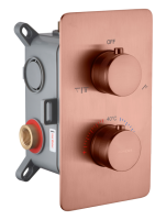 Термостатический смеситель встраиваемый Boheme Cell 134-2-CB С ВНУТРЕННЕЙ ЧАСТЬЮ, copper brushed