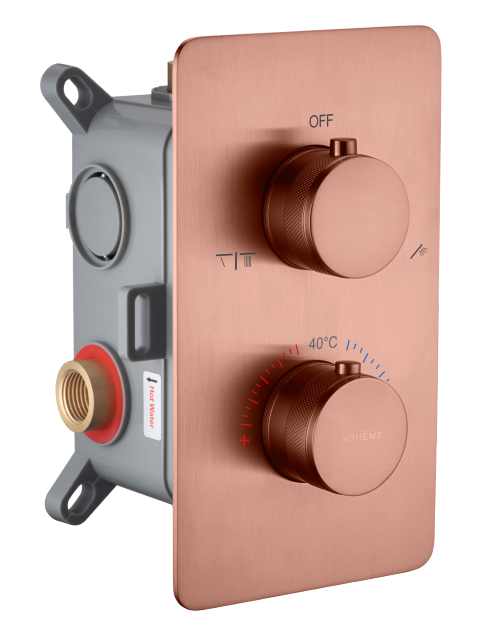 Термостатический смеситель встраиваемый Boheme Cell 134-2-CB С ВНУТРЕННЕЙ ЧАСТЬЮ, copper brushed