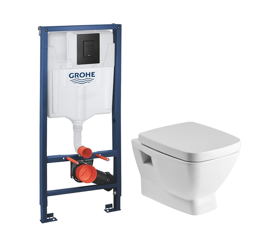 Комплект Унитаз подвесной Santek Нео 1WH302423 с микролифтом + Инсталляция Grohe Solido 38811KF0 3 в 1 с кнопкой смыва